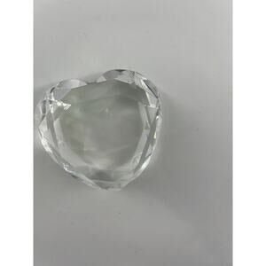 Crystal Heart Paperweight Vintage Clear 3x3 Etched Collectors Gift 9.5oz Desk